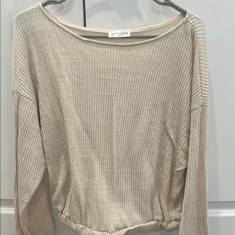 Vestique Cream Ribbed 3/4 Sleeve Blouse NEW WITHOUT TAGS